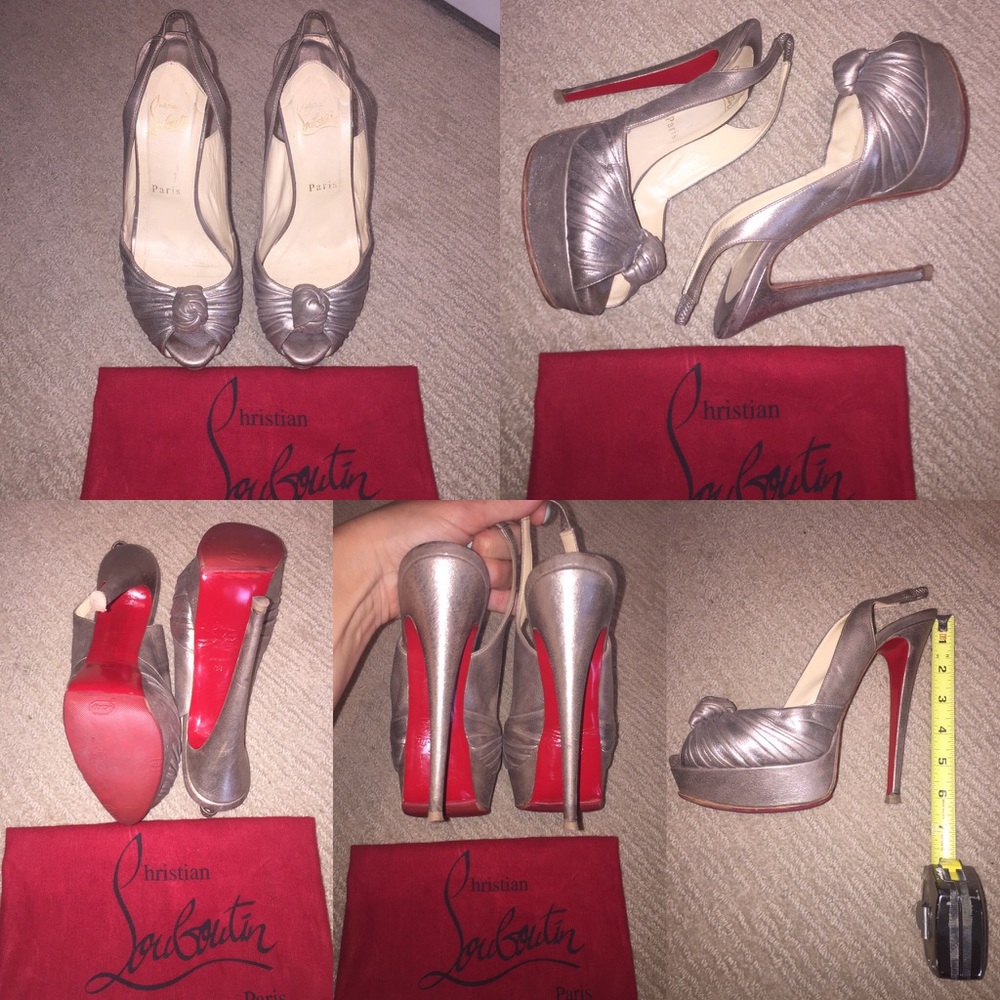 Silver Peep Toe Christian Louboutin Heels